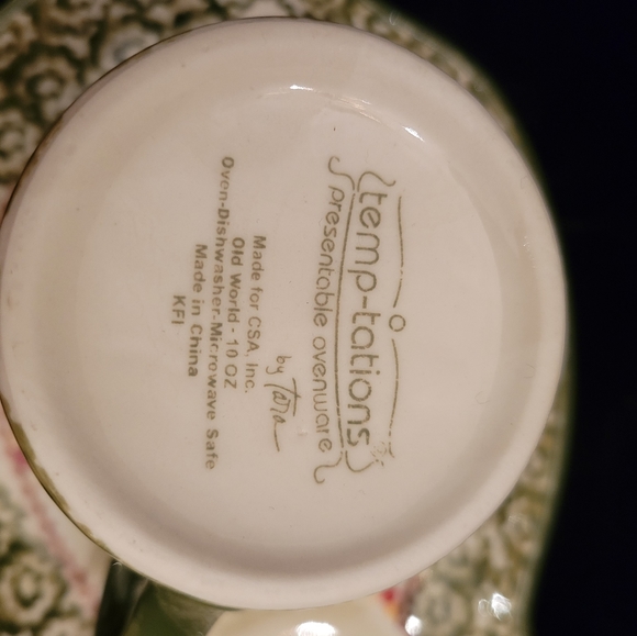 Temptations Presentable Ovenware by Tara. Green Old World Sandwich plate/mug. - Picture 6 of 7